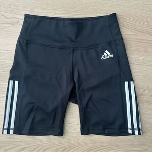 adidas Black Bike Shorts with White Three-Stripe Accents